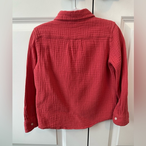 Janie and Jack Boys Red Gauze Roll-Cuff Shirt (Size 4) - Picture 2 of 5